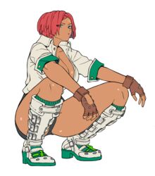 1girls big_breasts boots breasts breasts_bigger_than_head brown_skin byunsang_(artist) emotionless expressionless female female_focus female_only giovanna_(guilty_gear) green_socks guilty_gear guilty_gear_strive heel_boots heels hi_res highres knee_socks kneehighs kneesocks looking_at_viewer panties simple_background socks socks_and_boots squatting tan_body tanned_female tanned_skin thick_thighs thighs rating:Questionable score:77 user:NoodleSalad