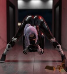 1girls 3d ass bent_over black_cat_(insomniac) black_cat_(marvel) catsuit dat_ass emberstock felicia_hardy female female_only flexible fully_clothed insomniac_games latex looking_at_viewer marvel marvel_comics ponytail selfie shiny_skin smile solo spider-man_(ps4) spider-man_(series) white_hair rating:Safe score:230 user:thewalkinged