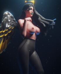 1girls 3d alternate_version_available angel angel_wings areolae ark_(fortnite) athletic athletic_female big_breasts black_hair blender bottomwear breasts clothed clothing curvy curvy_body curvy_female curvy_figure d'ark_(fortnite) epic_games female female_focus female_only fortnite green_lipstick green_makeup half-dressed half_naked halo headwear highres leggings lewdrex light-skinned_female light_skin lipstick long_hair looking_at_viewer makeup medium_breasts nipples nose_piercing pants piercing pose posing presenting presenting_breasts simple_background smile smiling solo solo_focus standing thick_thighs topless wings rating:Explicit score:18 user:mango05