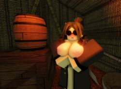  1female 1girls 3d breast_grab breasts breasts_out celtor_(deepwoken) dark_green_hair deepwoken glasses green_eyes holding_breasts horny_female light-skinned_female looking_at_viewer mirumimi roblox roblox_game tagme  rating:explicit score: user:mirumimi