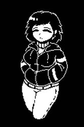 1girls 1gonth 2d 2d_(artwork) 2d_artwork black_and_white black_background breasts clothed female female_frisk female_only frisk hoodie no_color pixel_(artwork) pixel_art solo solo_female tagme thighs undertale undertale_(series) undertale_au rating:Questionable score:93 user:GusFringer