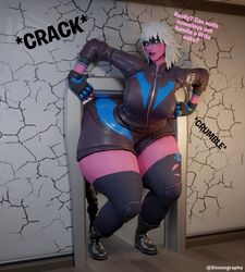 boots doonography female fortnite fortnite:_battle_royale gloves green_eyes harlowe_(fortnite) huge_ass jacket pink_skin shorts stuck_in_door text thighhighs white_hair rating:Explicit score:19 user:Bozoking