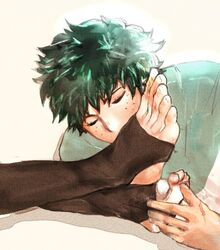 barefoot darkline feet feet_fetish foot_fetish foot_focus gay izuku_midoriya katsuki_bakugou kissing_feet male male_only my_hero_academia stirrup_legwear tagme touching_feet yaoi rating:Explicit score:49 user:usuenr