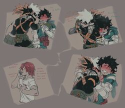 3boys asking_for_sex begging begging_for_sex being_undressed blush crying dialogue eijirou_kirishima english_text freckles gay hero_outfit_(mha) izuku_midoriya katsuki_bakugou licking_neck male male/male male_only my_hero_academia phone sex_pollen syblatortue talking_on_phone talking_to_another tears text undressing yaoi rating:Explicit score:61 user:notNPC