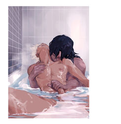 2boys aizawa_shouta bakugou_katsuki bath bathtub darkline eraserhead gay hand_on_chest handjob katsuki_bakugou male male_only my_hero_academia shared_bathing shouta_aizawa tagme yaoi rating:Explicit score:122 user:usuenr