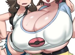 2girls alternate_breast_size ass_vs_breasts bottom_heavy breast_size_difference breasts brown_hair butt_size_difference cleavage clothing fat_ass female gigantic_breasts grey_impact hi_res hilda_(pokemon) huge_breasts huge_tits_teen human light-skinned_female light_skin long_hair massive_breasts mei_(pokemon) nintendo pale_skin png pokemon pokemon_bw pokemon_bw2 rosa_(pokemon) small_breasts t-shirt tomboy top_heavy touko_(pokemon) wide_hips rating:Explicit score:504 user:Aeolus_HX