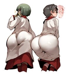 2boys adjusting_glasses altar_boy_robes ass_focus benjamin_(blackwhiplash) big_ass biting_lip blush clothed dat_ass doppel dress femboy glasses gray_hair heart huge_ass male_only marcus_(blackwhiplash) nervous_smile otoko_no_ko presenting presenting_hindquarters religious_clothing robes short_hair socks sweat white_background white_robe rating:Questionable score:475 user:ThiccRoboi