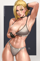 1girls abs absurd_res absurdres areola areolae arm_up armpit armpits athletic athletic_female bare_arms bare_shoulders bare_thighs big_breasts bikini bikini_bottom bikini_top black_choker black_gloves blonde_hair blue_eyes bodily_fluids bra breasts breasts_exposed breasts_out breasts_out_of_clothes busty calvin_klein cammy_white capcom child_bearing_hips choker clothing facial_scar female female_focus female_only fingerless_gloves fit fit_female gloves grey_bikini grey_bikini_bottom grey_bikini_top grey_bra grey_clothes grey_clothing grey_underwear high_resolution highres hips large_breasts large_filesize light-skinned_female light_skin looking_at_viewer muscular muscular_female navel nipples one_arm_up one_breast_out one_breast_out_of_clothes plain_background pulling_bra pulling_clothing scar scar_on_face sciamano240 shaved_armpit shaved_armpits shiny shiny_skin short_hair shoulder_length_hair simple_background slim_girl slim_waist smile solo solo_focus sports_bra sportswear standing stomach street_fighter street_fighter_6 sweat sweatdrop sweating sweaty_body thick_thighs thighs toned toned_body toned_female toned_stomach two_tone_background underwear very_high_resolution wet_body rating:Explicit score:243 user:Hentai_Bro69