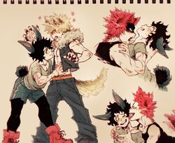 3boys angry animal_ears bunny_boy bunny_ears bunny_tail dog_boy dog_ears dog_tail eijirou_kirishima imminent_bite izuku_midoriya katsuki_bakugou licking licking_face male male/male male_only my_hero_academia rabbit_boy rabbit_ears rabbit_tail red_hair sharp_teeth spiky_hair syblatortue wolf_boy wolf_ears wolf_tail yaoi rating:Explicit score:38 user:notNPC