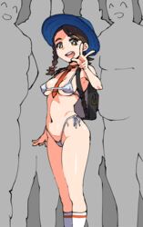 1girls ahemaru aoi_(pokemon) backpack bikini braided_hair female hat juliana_(pokemon) necktie pokemon pokemon_sv tie v rating:Explicit score:141 user:reflet1