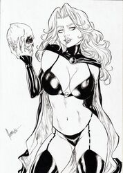 1girls 2023 chaos_comics coffin_comics death_(personification) ed_benes_studio grim_reaper hi_res huge_breasts lady_death latex_gloves latex_thighhighs queen_of_the_dead seductive_look voluptuous voluptuous_female rating:Explicit score:3 user:Dragon98