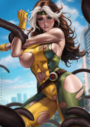 1girls abs absurd_res absurdres anna_marie areola areolae athletic athletic_female bare_arms bare_shoulders battle_damage big_breasts biting_lip bodysuit boots breasts brown_hair brown_tentacles busty child_bearing_hips city_background clothed clothed_female clothing damaged damaged_clothes damaged_clothing dandon_fuga female female_focus female_only fit fit_female genitals green_bodysuit green_clothes green_clothing green_eyes green_headband hairless_pussy headband high_resolution highres hips human human_female interspecies large_breasts large_filesize light-skinned_female light_skin lipbite looking_at_viewer marvel marvel_comics muscular muscular_arms muscular_female mutant nipples outdoors outside pussy red_lips red_lipstick rogue_(x-men) shaved_pussy solo solo_female solo_focus stretching stretching_arms superheroine tentacle tentacle_grab tentacle_monster thick_thighs thigh_boots thighs thunder_thighs thunderthighs toned toned_arms toned_body toned_female torn_bodysuit torn_clothes torn_clothing torn_unitard two_tone_hair unitard vagina very_high_resolution white_hair x-men yellow_boots rating:Explicit score:50 user:Hentai_Bro69