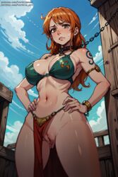 1girls ai_generated crying female female_only from_below hands_on_hips nami one_piece post-timeskip pussy slave slave_collar slave_leia_(cosplay) slave_outfit slavegirl solo standing tagme tears vertiloart wet rating:Explicit score:315 user:VertiloArt