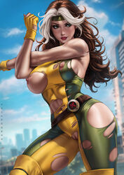 1girls abs absurd_res absurdres anna_marie areola areolae athletic athletic_female bare_arms bare_shoulders battle_damage belt big_breasts bodysuit boots breasts brown_hair busty child_bearing_hips city_background clothed clothed_female clothing damaged_clothes damaged_clothing dandon_fuga female female_focus female_only fit fit_female genitals green_bodysuit green_clothes green_clothing green_eyes hairless_pussy high_resolution highres hips large_breasts large_filesize light-skinned_female light_skin marvel marvel_comics muscular muscular_arms muscular_female mutant navel nipples outdoors outside pussy red_lips red_lipstick rogue_(x-men) shaved_pussy solo solo_female solo_focus stomach stretching stretching_arms superheroine thick_thighs thigh_boots thighs thunder_thighs thunderthighs toned toned_arms toned_body toned_female torn_bodysuit torn_clothes torn_clothing two_tone_hair vagina very_high_resolution white_hair x-men yellow_boots rating:Explicit score:61 user:Hentai_Bro69