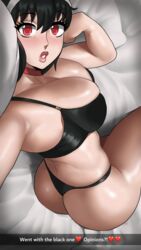 1female 1girls absurdres ass big_ass big_breasts big_butt black_hair breasts christmas dat_ass echosaber female husband_and_wife light-skinned_female long_hair partially_clothed shiny_skin solo spy_x_family thick_thighs thong yor_briar yor_forger rating:Questionable score:360 user:N33dForBr33d