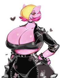 1girls big_breasts biker blushing breasts cleavage clothed clothing female gabby_(character) gabby_(docbats) gardevoir hair_over_one_eye hearts_around_head huge_ass huge_breasts leather_clothing leather_jacket nintendo pokemon smug smug_grin solo solo_female spiked_bracelet spiked_collar spikes usa37107692 rating:Questionable score:90 user:UberPhantom1115