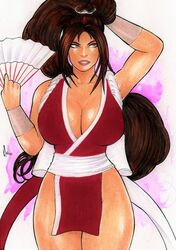 1girls 2023 breasts cowboy_shot ed_benes_studio fan fatal_fury female_focus female_only hi_res holding_fan homero_ricardo huge_breasts long_hair looking_at_viewer mai_shiranui pinup seductive_look signature solo_female solo_focus thighs rating:Explicit score:7 user:Dragon98