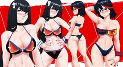 2girls ass big_breasts bikini black_bikini black_hair blue_hair echosaber female female_only green_eyes human human_only humanoid junketsu kill_la_kill kiryuuin_satsuki light-skinned_female light_skin looking_at_viewer looking_away looking_back matoi_ryuuko multiple_girls only_female red_background red_fur senketsu serious_look sisters rating:Questionable score:207 user:ace1400