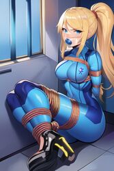 ai_generated angry angry_sub arms_tied_behind_back blonde_hair blue_eyes bondage bound bound_ankles bound_legs captured captured_heroine damsel_in_distress defeated defeated_heroine defiant defiant_sub female female_focus female_only femsub forced forced_submission frustrated helpless humiliation kidnapped looking_at_viewer metroid panty_gag restrained rope rope_bondage samus_aran sole_female submissive submissive_female tape_gag tied_up unhappy unhappy_female worried zero_suit_samus rating:Questionable score:74 user:jill58