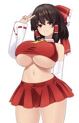 1girls 3d 3d_(artwork) arm_behind_back belly belly_button big_breasts busty dekapaiyukari female female_only large_breasts legs midriff miko mikumikudance navel parted_lips pose posing red_eyes reimu_hakurei sensual skirt thick_thighs thighs touhou underboob v voluptuous rating:Questionable score:93 user:IMP0SSI8LE