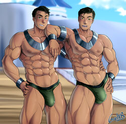 2boys armpit_hair avatar_the_last_airbender bara barazoku big_bulge bulge gay grelx hi_res highres huge_bulge looking_at_viewer male male/male male_focus male_nipples male_only male_pubic_hair manly muscular_male nickelodeon nipples penis_outline solo solo_male the_legend_of_korra twin_brothers twins underwear wei_bei_fong wing_bei_fong yaoi rating:Explicit score:23 user:beebz002