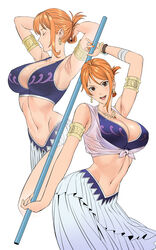 1girls alabasta armpits belly belly_button belly_dancer belly_dancer_outfit brown_eyes cleavage female female_only fit_female harem_girl harem_outfit hourglass_figure human large_breasts light-skinned_female looking_at_viewer midriff nami necklace one_piece orange_hair pre-timeskip skirt slim_waist staff uukkaa voluptuous rating:Questionable score:215 user:TheKindHaremMaster