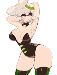 armpits arms_behind_head big_ass big_breasts blank_background breasts cleavage clothing eyes_half_closed eyes_half_open female hands_behind_head hip_focus huge_ass huge_breasts large_breasts leggings marie_(splatoon) one_piece_suit one_piece_swimsuit perfect_body plain_background skindentation solo splatoon splatoon_(series) squid squid_girl squid_humanoid thick_thighs usa37107692 white_background wide_hips rating:Questionable score:234 user:TemmieToga