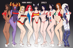 6+girls 9girls abs ahri american_flag_bikini bikini bikini_bottom bikini_competition bikini_top blonde_hair caitlyn_kiramman china contest dark-skinned_female dark_skin dragon_girl fitness flag flag_bikini flag_print fox fox_ears fox_tail furry gesture group heels high_heels irelia_xan japanese kindred kumiho league_of_legends legs leona_(league_of_legends) luxanna_crownguard mask mexican micro_bikini miss_fortune modeling multiple_girls muscle_girl muscles nasty national_personification nine_tailed_fox niramoli platform_heels pose red_hair samira_(league_of_legends) sex shyvana sling_bikini smile smiley_face spain swimsuit tongue tongue_out rating:Explicit score:98 user:Karin107