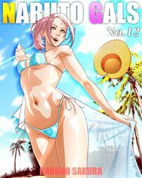 1girls beach bikini bikini_bottom bikini_top boruto:_naruto_next_generations breasts character_name cleavage curvaceous curvy curvy_female curvy_figure female female_only green_eyes holding_object magazine_cover midriff milf naruto naruto_(series) outdoors palm_tree perky_breasts pink_hair pinup saburo_des sakura_haruno seaside shiny shiny_skin side-tie_bikini side-tie_bikini_bottom small_breasts solo solo_focus sunlight swimsuit text url watermark web_address wide_hips rating:Questionable score:95 user:Sprucemoose