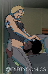 black_canary black_choker black_lightning blonde_hair choker cunnilingus dark-skinned_male dark_skin dc dc_comics dinah_lance dirtycomics green_arrow_(series) holding_head holding_partner interracial jefferson_pierce light-skinned_female light_skin oral oral_sex torn_clothes torn_pantyhose watermark young_justice rating:Explicit score:18 user:Ket_in_the_het