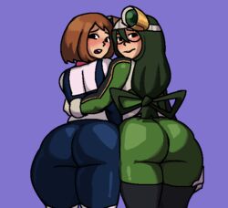 2girls ass big_ass big_butt blush boku_no_hero_academia fat_ass fat_butt female female_only hero_outfit_(mha) my_hero_academia ochako_uraraka ochako_uraraka_(hero_outfit) royalmilk20 thick_thighs tsuyu_asui wide_hips rating:Explicit score:72 user:RoyalMilk20