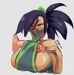 1boy1girl 1girl1boy 1girls akali big_breasts big_penis black_hair blush bursting_breasts erection kayo_kz league_of_legends masked_female ponytail precum riot_games veil rating:Explicit score:166 user:Kaay