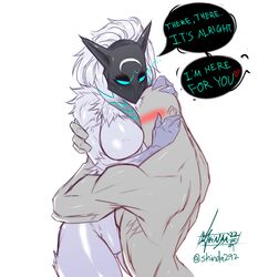 1boy 1boy1girl 1girl1boy 1girls anon anthro anthro_female big_breasts blush breasts caprine comforting cuddling dominant_female embrace face_in_breasts faceless_male female female_anthro female_focus female_furry fur furry furry_female furry_only grey_body grey_fur grey_hair hugging human human_male interspecies kindred lamb_(league_of_legends) league_of_legends light-skinned_female male/female male_human/female_anthro mammal mammal_humanoid mask masked masked_female no_nipples nude nude_female nude_male passionate riot_games sheep shinda292 smaller_male speech_bubble standing taller_female thick white_body white_fur white_hair wholesome rating:Questionable score:151 user:Natalia9958