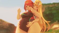 2girls 3d animated bbw belly big_belly blonde_hair breast_expansion breasts fat groping groping_belly groping_from_behind hips huge_breasts huge_thighs long_hair music mythra nurico plump pyra red_hair short_hair sound thick_thighs thighs video voluptuous wide_hips xenoblade_(series) xenoblade_chronicles_2 rating:Questionable score:34 user:Blehberion