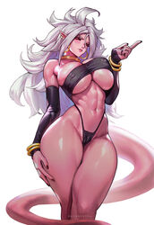 1girls 2023 android_21 android_21_(evil) athletic_female black_sclera dragon_ball dragon_ball_fighterz female_focus g-string hi_res huge_breasts latex long_hair looking_at_viewer majin majin_android_21 pink_body pink_skin red_eyes sayanestia seductive seductive_look tail voluptuous voluptuous_female white_hair rating:Explicit score:357 user:Dragon98