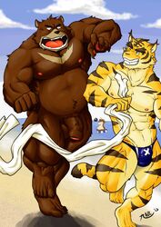 2013 3boys abs anthro balls beach bear blush brown_fur brown_stripes bulge canine feline forced_nudity foreskin fundoshi furry gay juuichi juuichi_mikazuki kyuuhari male male_genitalia male_only morenatsu multiple_males musclegut muscles muscular nude penis question_mark seaside shun speech_bubble speedo swimsuit tagme tiger torahiko_ooshima uncut uncut_penis underwear unknown_character yellow_fur rating:Explicit score:12 user:bot