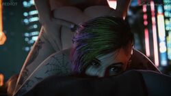  1boy 1girls 3d cyberpunk_2077 judy_alvarez naked orientation_play redhot sex  rating:explicit score: user:amite