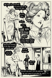 bicycle biting_lip black_and_white comic edwardian freckles gibson_girl hatching_(art) nervous retro_artstyle seamstress wintonkidd yuri rating:Questionable score:23 user:VelmaFan