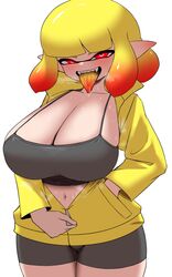 agent_4_(splatoon) alternate_version_available big_breasts cleavage female female_only huge_breasts inkling inkling_girl light-skinned_female light_skin nintendo nobunagapero peronattu red_eyes red_hair short_hair splatoon splatoon_2 steam steaming_body sweat thick_thighs tongue_out two_tone_hair wide_hips yellow_hair rating:Questionable score:145 user:CursedImages