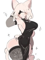 blank_background blush blush_lines blushed blushing_at_viewer breasts cat_ears cat_girl cat_humanoid cat_tail catgirl catsuit clothed clothing cute eyes_covered feline female kemonomimi nier nier:_automata nier_(series) plain_background sideboob solo stockings tagme thick thick_ass thick_hips thick_legs thick_thighs thighhighs usa37107692 whiskers white_background white_hair wide_hips yorha_2b rating:Questionable score:229 user:TemmieToga