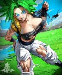 1girls biceps big_breasts blue_eyes breasts busty caule clothing dragon_ball dragon_ball_super ear_piercing earrings elitenappa female female_only fusion green_hair huge_breasts kefla large_breasts legendary_super_saiyan muscular muscular_female nipples no_bra outside piercing solo super_saiyan thick_thighs thunder_thighs torn_clothes torn_clothing universe_6/universe_7 universe_6_girls vest wide_hips rating:Explicit score:223 user:Rex_Hollins