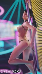 ass black_hair breasts busty celadora collar female female_only fishnet_shirt ling_xiaoyu looking_at_viewer makeup nipples panties pole pole_dancer tekken twintails rating:Questionable score:26 user:NsrHwro