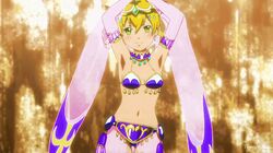 amy_(suisei_no_gargantia) animated arm_bands arm_scarf bare_arms bare_legs bare_midriff bare_shoulders bare_thighs belly_button belly_dancer belly_dancer_outfit belly_dancing bikini bikini_bottom bikini_top blonde_hair blue_bikini blue_bikini_bottom blue_bikini_top blue_gem blue_gemstone blue_head_gem blush bracelet brown_hair dancer dancer_class dancer_girl dancer_outfit edit edited gem gold_(metal) gold_bracelets gold_headwear gold_jewelry golden_bracelets golden_headwear green_bikini green_bikini_bottom green_bikini_top green_eyes head_gem head_scarf headwear jewelry loincloth melty_(suisei_no_gargantia) metal midriff navel pink_bikini pink_bikini_bottom pink_bikini_top pink_loincloth pink_slik purple_bikini purple_bikini_bottom purple_bikini_top red_bikini red_bikini_bottom red_bikini_top red_silk scarf see-through_silk see_through_silk short_hair silk silk_loincloth silk_scarf silk_skirt suisei_no_gargantia sweat sweatdrop sweating thick_thighs yellow_bikini yellow_bikini_bottom yellow_bikini_top rating:Questionable score:13 user:xxXzeroXxx