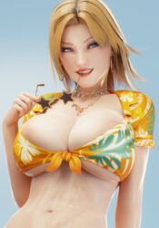 1girls 3d abs athletic athletic_female big_breasts blonde_hair blue_eyes bracelet breasts busty cleavage dead_or_alive dead_or_alive_xtreme_beach_volleyball earrings female female_focus female_only fugtrup hoop_earrings hourglass_figure huge_breasts lipstick long_hair makeup mascara navel necklace provocative seductive seductive_eyes seductive_look seductive_smile shirt smile sunglasses_removed tagme tied_shirt tina_armstrong toned underboob wide_hips rating:Explicit score:225 user:CumBrainJane