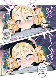 1girls blonde_hair blowjob blue_eyes comic cum cum_in_mouth dark_link eyes_rolling_back fellatio female grey_skin heart-shaped_pupils light-skinned_female light_skin male male_pov nintendo onomatopoeia penis pov princess_zelda snegovski tears_of_the_kingdom the_legend_of_zelda zelda_(tears_of_the_kingdom) rating:Explicit score:227 user:boringThrowaway