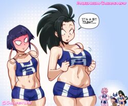 1boy 2023 5girls big_breasts black_hair blue_background blush characters_in_the_background chickpea color colored crop_top dialogue english_text female female_focus gloves hagakure_tooru_(invisible) invisible_girl kyoka_jiro long_hair looking_at_another looking_down male medium_support_(meme) meme mina_ashido minoru_mineta momo_yaoyorozu motion_lines multiple_girls my_hero_academia pink_hair pink_skin short_hair short_shorts simple_background speech_bubble text tied_up_male tooru_hagakure tooru_hagakure_(invisible) tsuyu_asui very_long_hair workout_clothes yaoyorozu_momo yuri rating:Questionable score:200 user:Grumblecakes