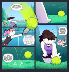 bluebreed comic english_text jaiden jaiden_animations jaidenanimations moaning narration page_4 page_number story tennis tennis_ball tennis_uniform text youtube rating:Questionable score:130 user:boringThrowaway