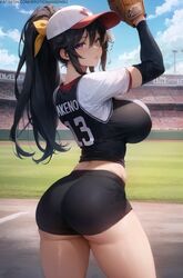 1girls ai_assisted ai_generated akeno_himejima ass bare_legs baseball_cap black_hair curvy erotic_nansensu from_behind hair_ribbon high_school_dxd huge_breasts long_hair ponytail purple_eyes short_shorts sleeves sportswear thick_ass thick_thighs voluptuous rating:Questionable score:204 user:donkeyskin