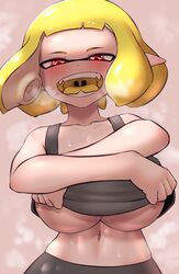 1girls agent_4_(splatoon) big_breasts cleavage inkling inkling_girl nintendo nobunagapero open_mouth peronattu red_eyes sharp_teeth solo splatoon splatoon_2 sports_bra tentacle_hair tongue yellow_hair rating:Questionable score:70 user:SubbyRPer61