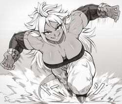 1girls absurd_res android_21 android_21_(good) arabian_clothes attack attacking_viewer breasts cleavage dragon_ball dragon_ball_fighterz dragon_ball_z greyscale harem_outfit hi_res incoming_attack jewelry large_breasts long_hair majin_android_21 monochrome muscular muscular_arms muscular_female onomatopoeia pointy_ears sharp_teeth signature smile smiling smiling_at_viewer speedl00ver spiked_hair spiky_hair tail rating:Questionable score:83 user:Chfuzz21